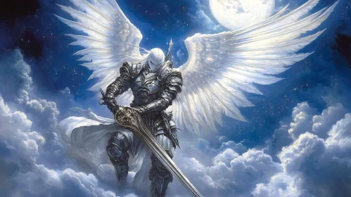 Winged Guardian in Moonlight