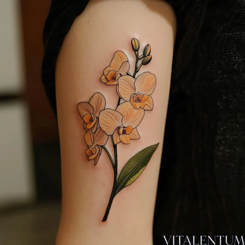 Realistic Orchid Flower Tattoo AI Image