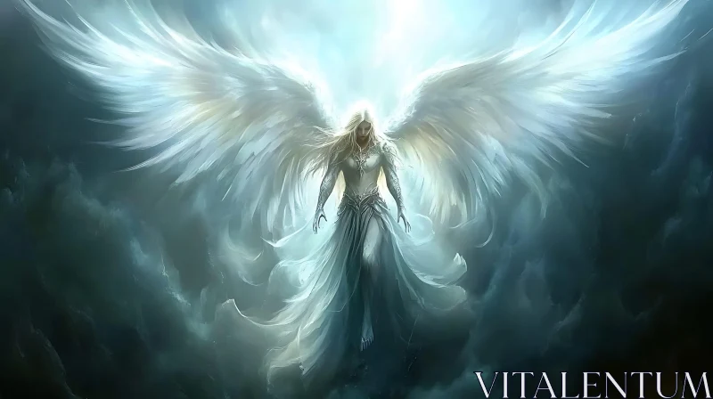 AI ART Celestial Guardian Angel in Ethereal Light