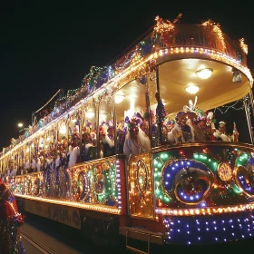 Illuminated Trolley at Mardi Gras Celebration