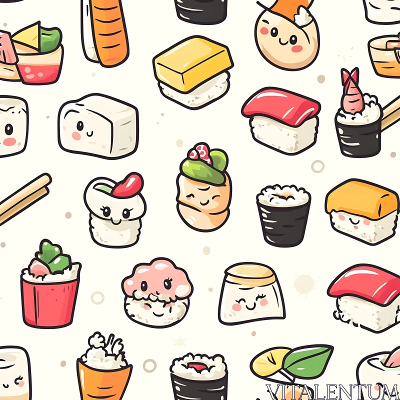 Cute Japanese Food Characters AI Image