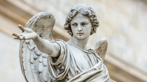 Marble Angel Statue with Wings