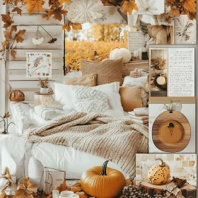 Fall Home Decor with Pumpkins and Leaves