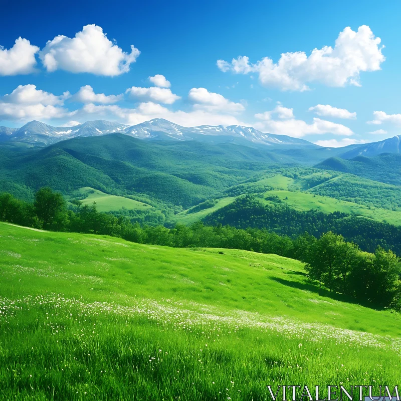 AI ART Picturesque Green Mountain Scenery