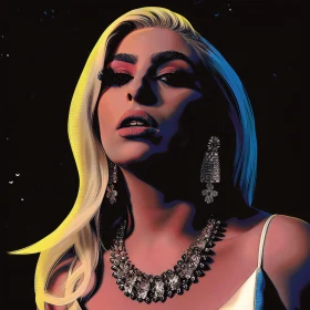 Glamorous Lady Gaga Pop Art