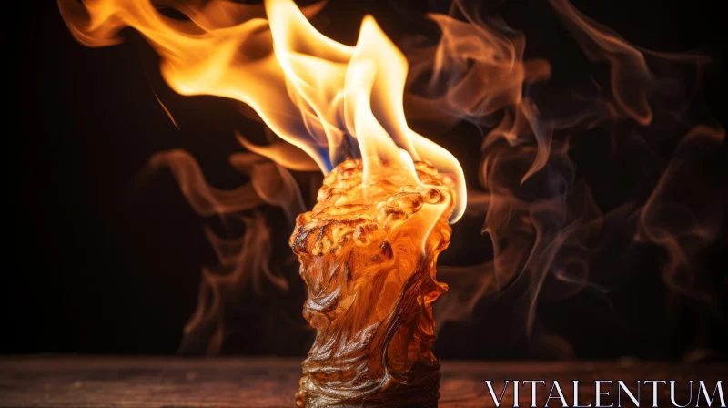 Captivating Candle Flame on a Cheese Sculpted Table AI Image