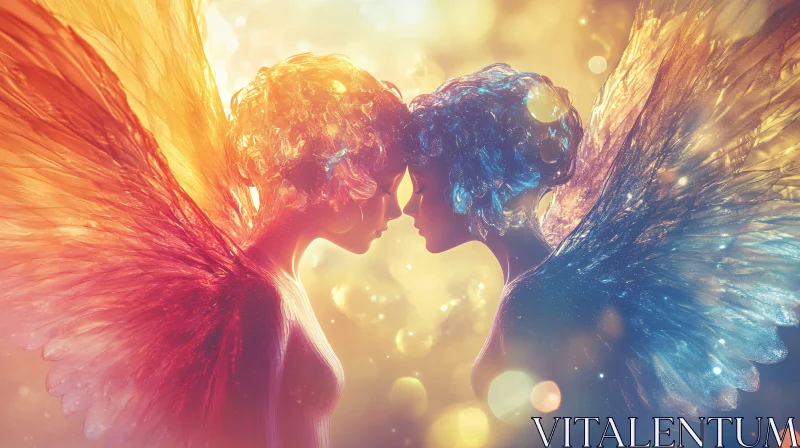 AI ART Ethereal Embrace: Angelic Figures in Harmony