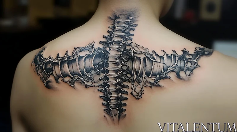 Realistic Spine Tattoo Art on Back AI Image