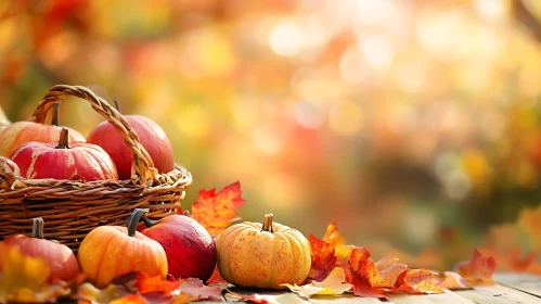 Autumn Harvest: Pumpkins and Fallen Leaves