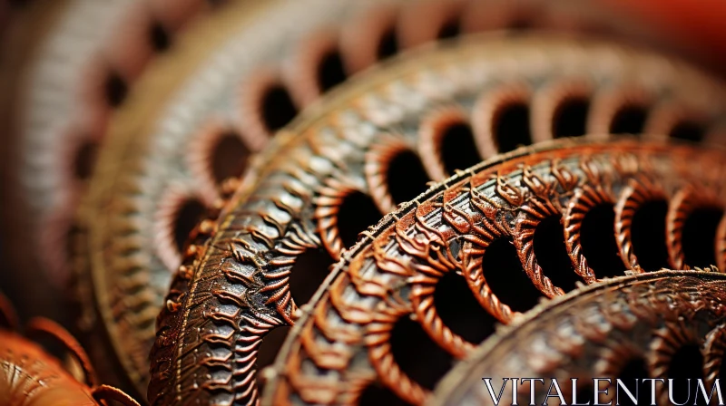 Intricate Industrial Artistry: Macro Photography of Metallic Designs AI Image