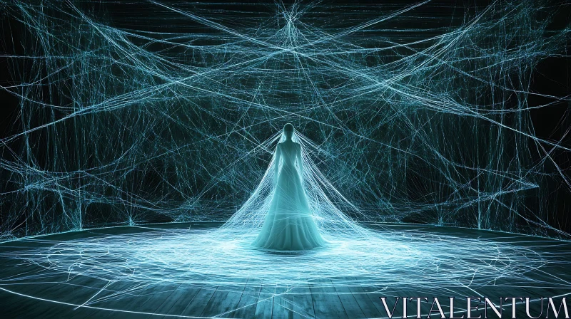 AI ART Figure in Gown of Light Strands