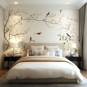 Tranquil Bedroom Scene with Blossom Decor