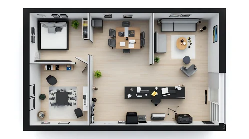 Modern Apartment Floor Plan with Office