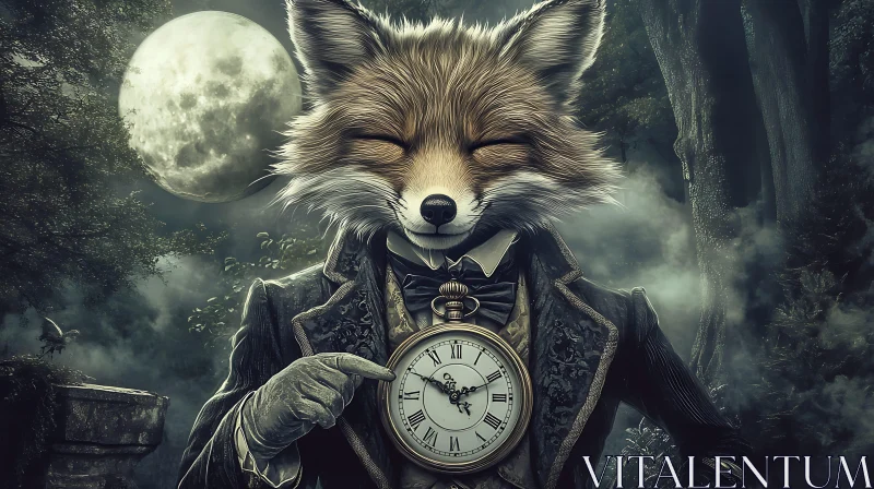 Dapper Fox and Timepiece AI Image