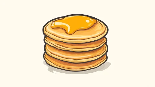 Stack of Pancakes with Honey Illustration