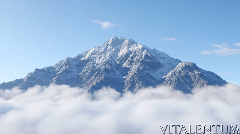 AI ART Snow-Capped Peaks in a Clear Blue Sky