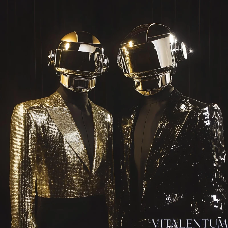 Robotic Fashion: Metallic Reflections AI Image