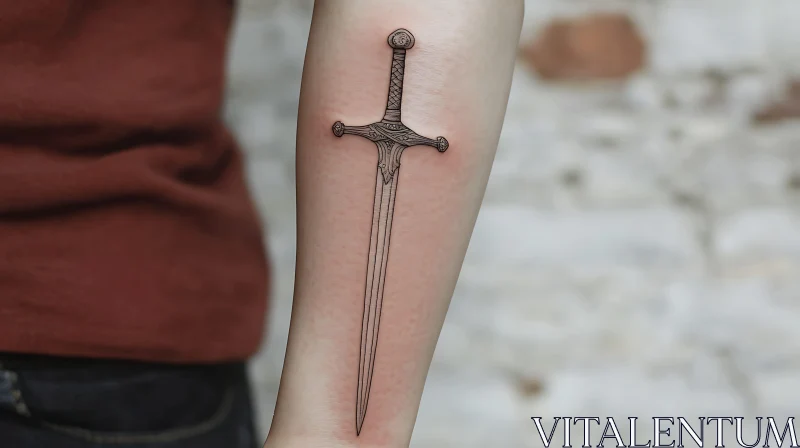 Intricate Sword Tattoo on Arm AI Image