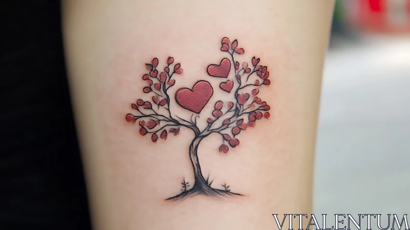 Tree Tattoo Design with Hearts AI Image