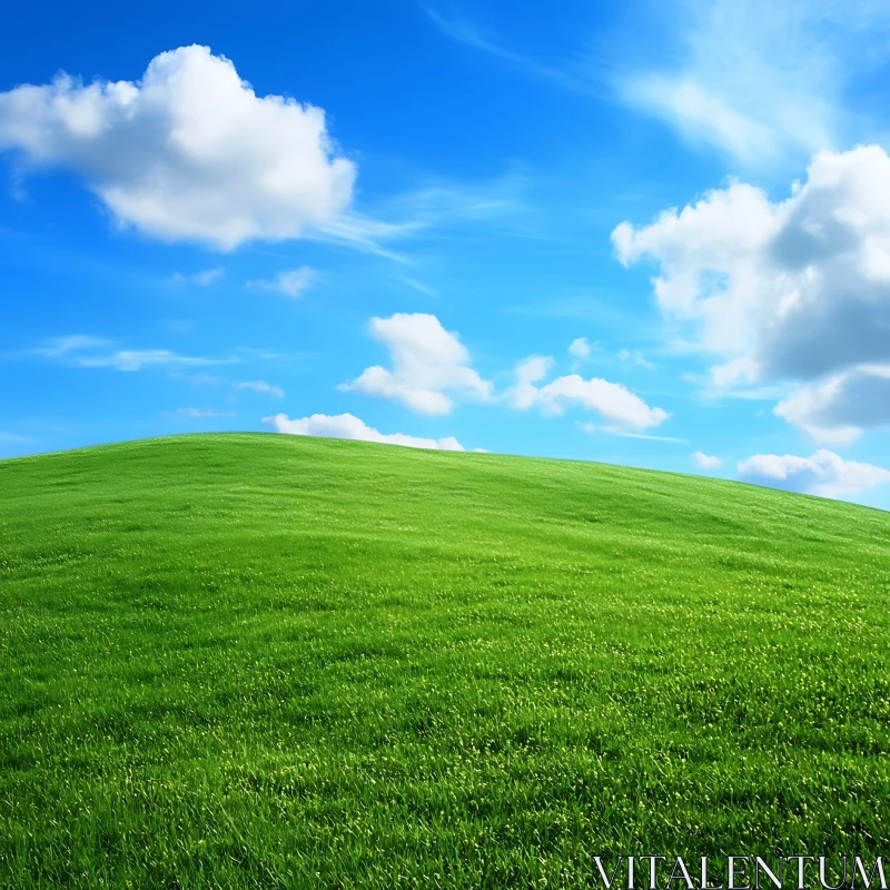 Lush Meadow and Azure Sky Vista AI Image