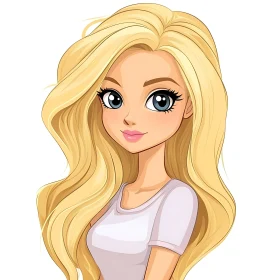 Animated Blonde Girl with Blue Eyes