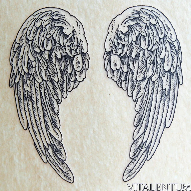 AI ART Detailed Feather Wings Drawing