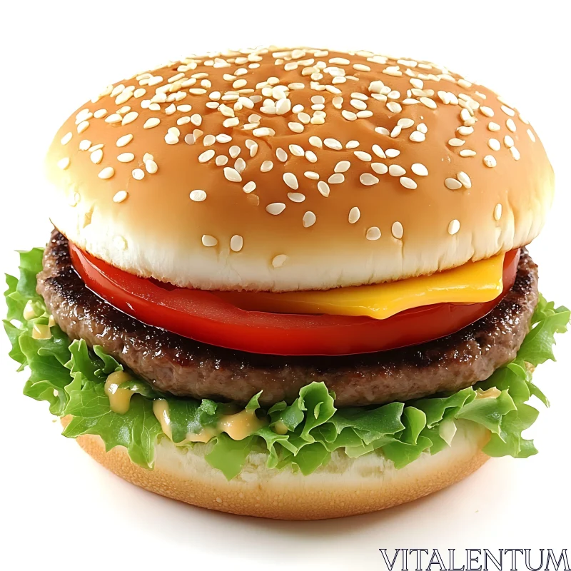 Delicious Burger with Beef Patty and Fresh Ingredients AI Image