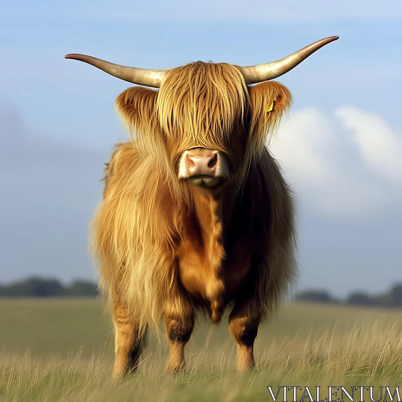 Hairy Highland Cow Portrait AI Image