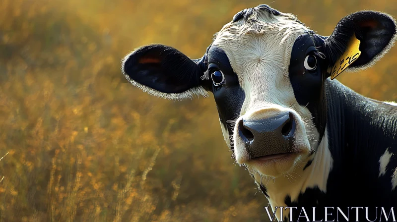 Black and White Cow Close-Up AI Image