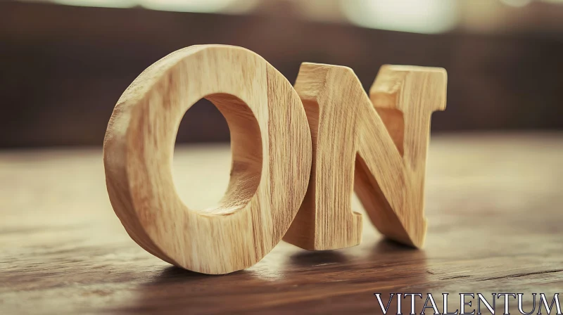 AI ART Carved Wooden Letters 'ON' - Artistic Concept