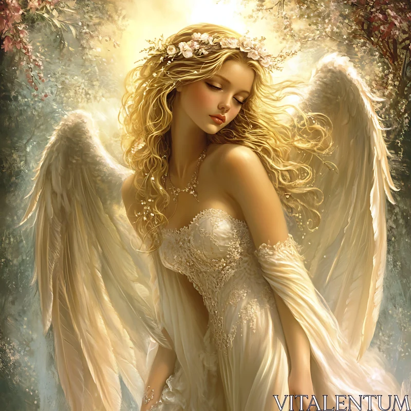 Serene Angel in Dreamlike Setting AI Image