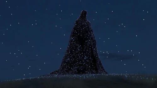 Star-Clad Figure Under the Night Sky