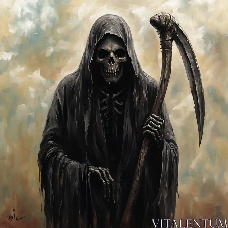 AI ART Dark Reaper with Scythe Illustration