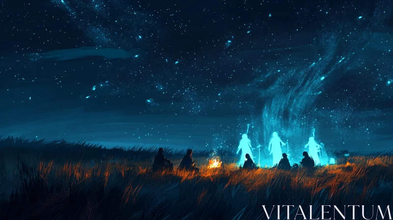 AI ART Campfire Stories Beneath the Stars