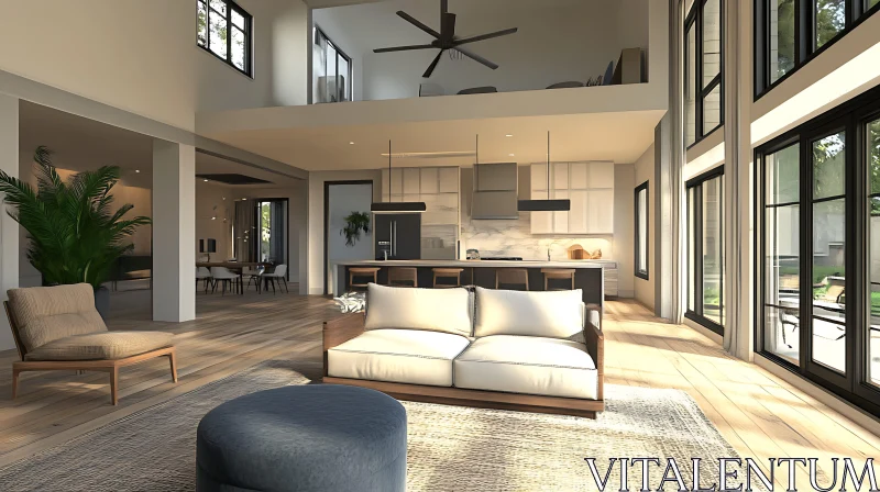 Contemporary Interior with Natural Light AI Image