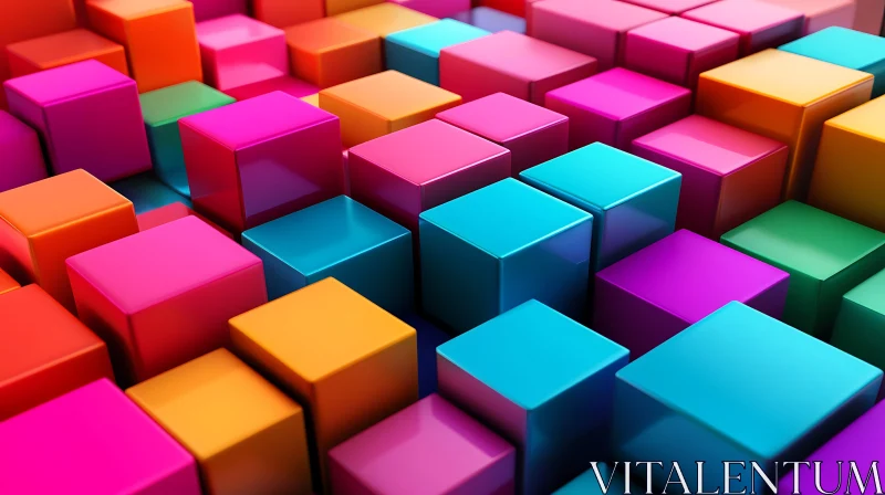 Abstract Cubes Colourful Arrangement AI Image