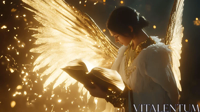 Golden Angel with Book AI Image