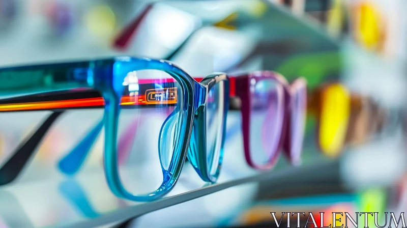 Blue Plastic Eyeglasses | Optician's Shop | Close-Up AI Image