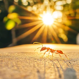 Ant Macro with Backlit Sun