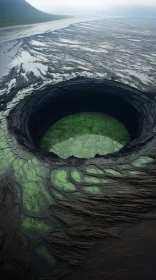 Captivating Black Hole with Green Water: Surreal 3D Landscape
