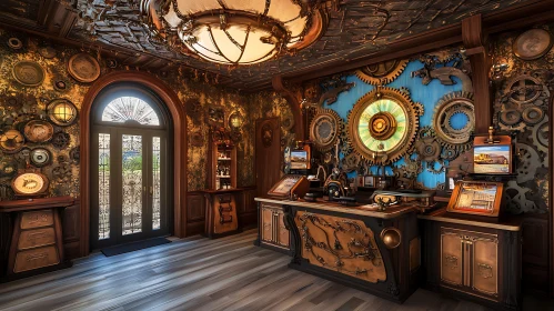 Clockwork Room: A Steampunk Interior Scene