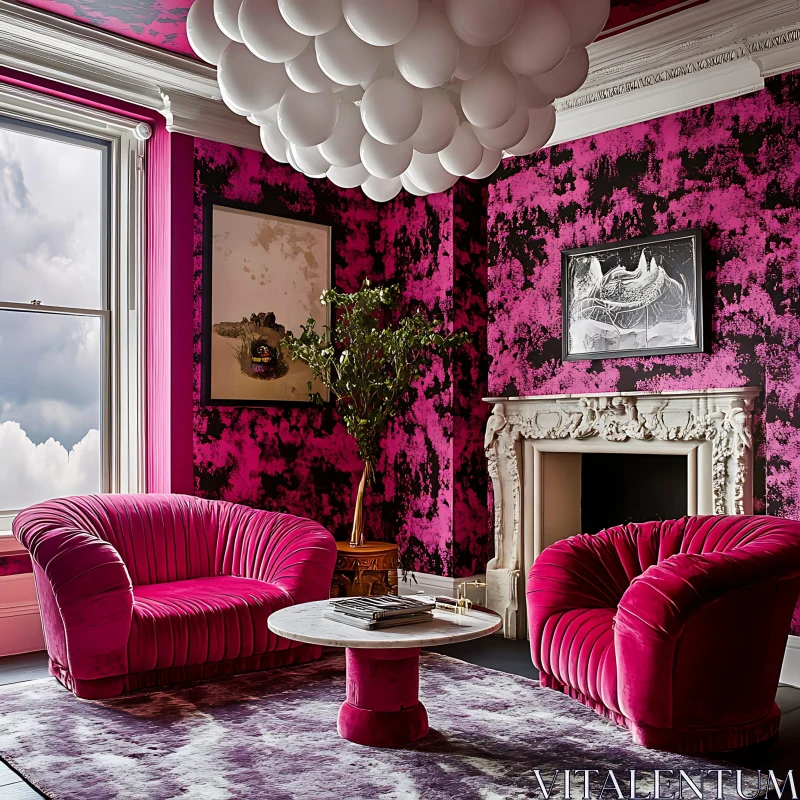 AI ART Chic Pink Room with Elegant Furniture