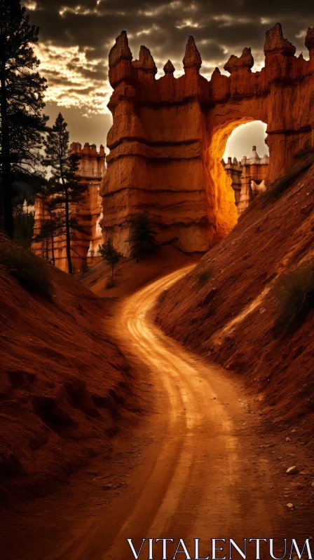 Enchanting Dirt Path to Arch - Manipulated Photography | Bryce 3D AI Image