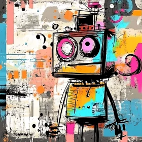 Whimsical Abstract Robot Art