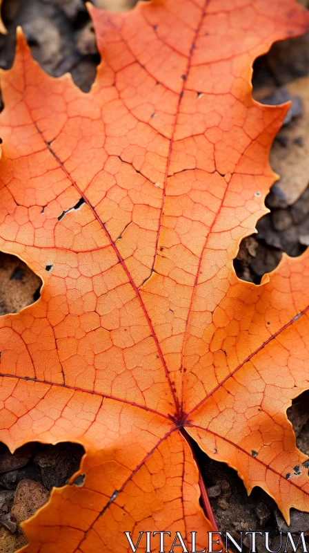 Organic Autumnal Art: Close-Up Maple Leaf AI Image