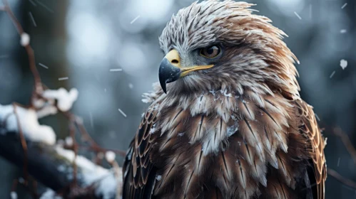 Portrayal of an Eagle in a Snowstorm - A Fusion of Macro Photography and Medieval Art