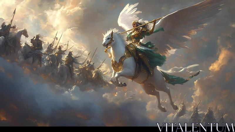 Winged Victory: Angelic Warrior on Pegasus AI Image