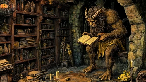 Monster Reads a Book in the Library