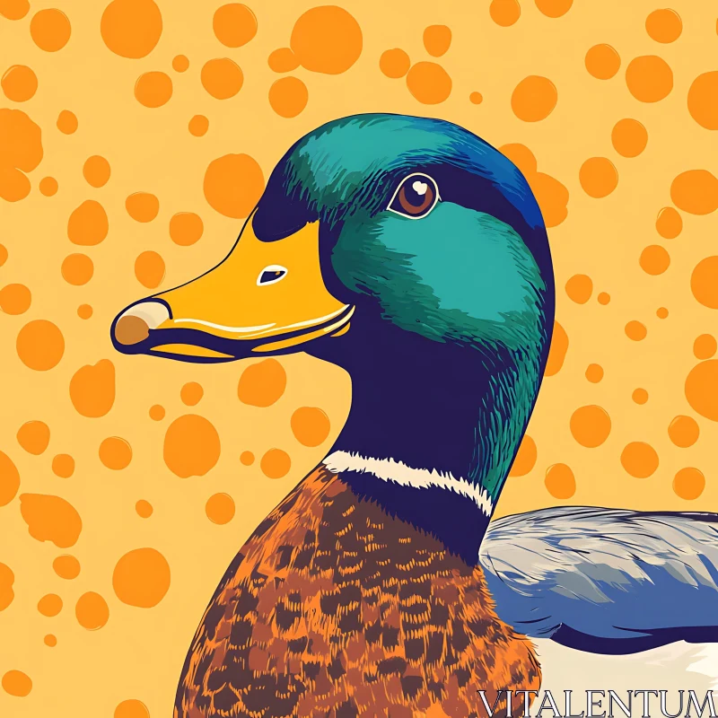 AI ART Colorful Duck Illustration on Orange Backdrop