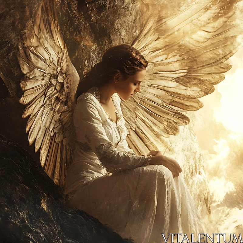 AI ART Serene Angel in Contemplation